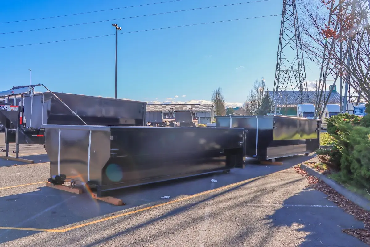 Roll-off dumpster ready for waste disposal at job site for Residential Dumpster Rental in Calverton